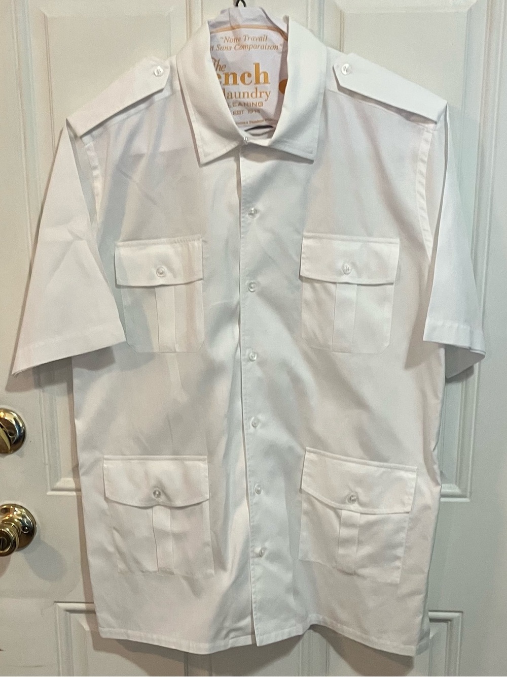 Turnbull & Asser White Sea Island Cotton 4-Pocket Safari Utility Shirt Med / 16